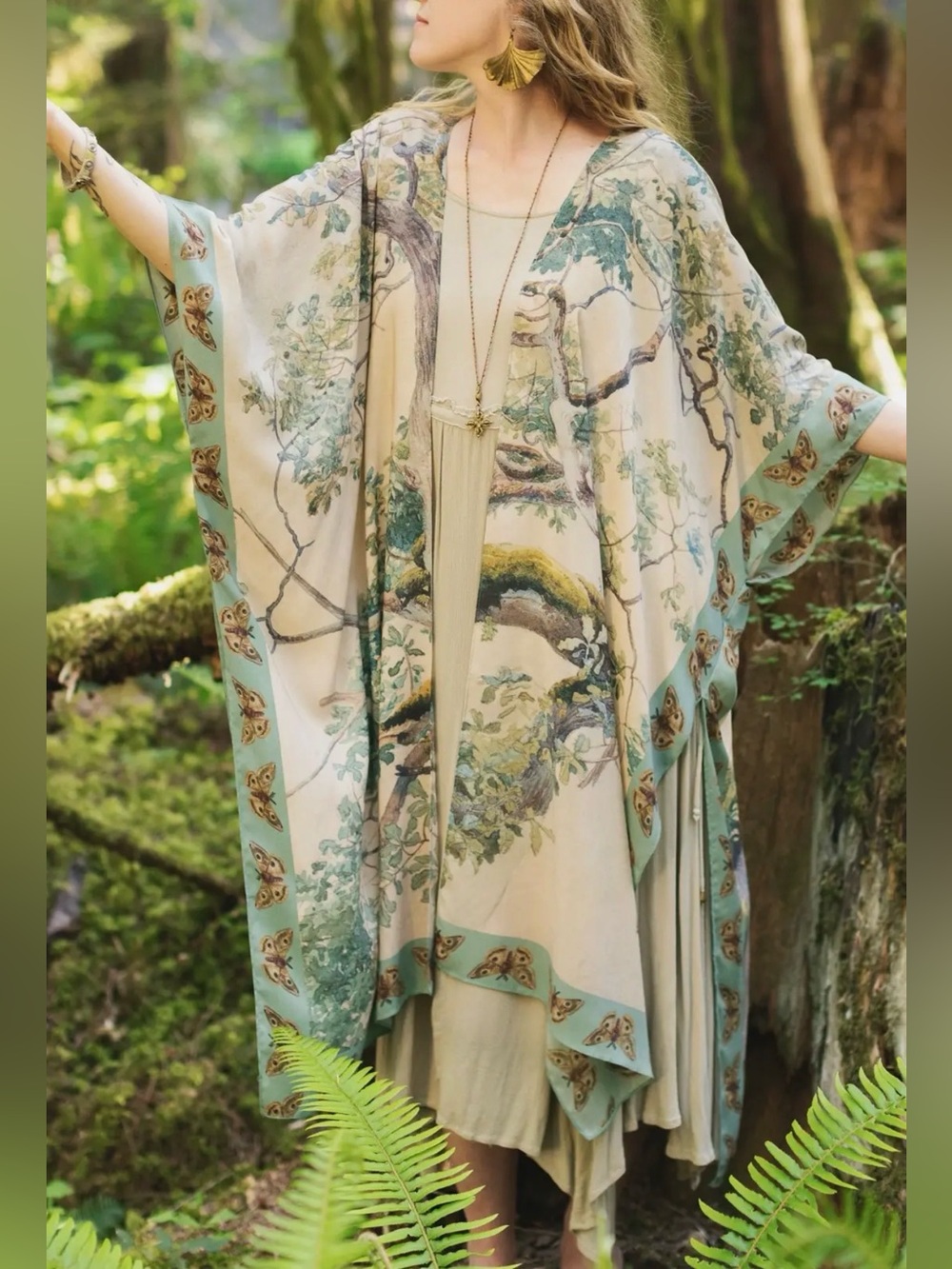 Market of Stars Earth & Sky Starduster Kimono Woodland Boho NWT Fairycore - Picture 2 of 14